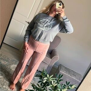 H&M Pink velvet straight leg pants